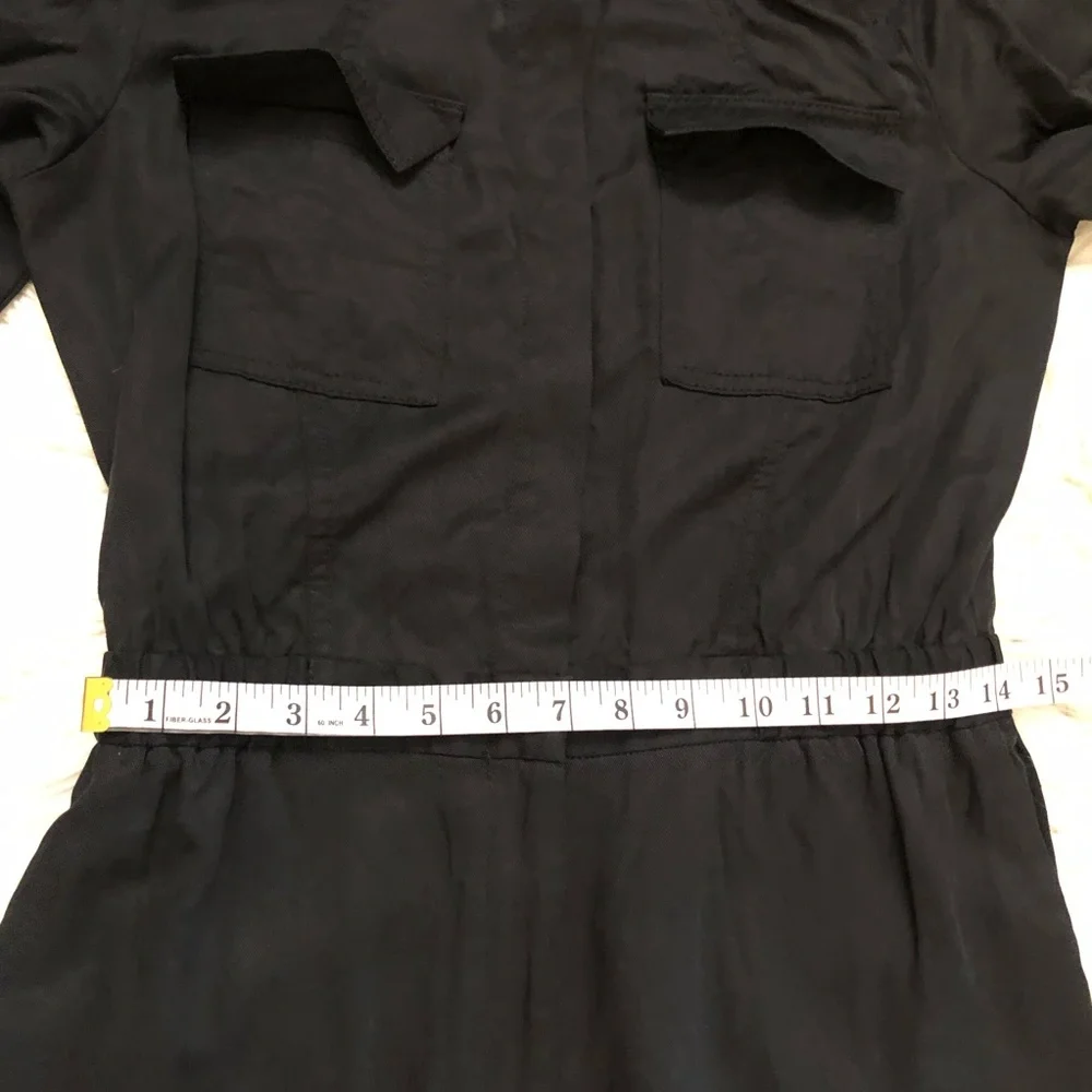 Banana Republic Tencel Black Tapered Leg Long Sleeves Utility Flight Jumpsuit 4
